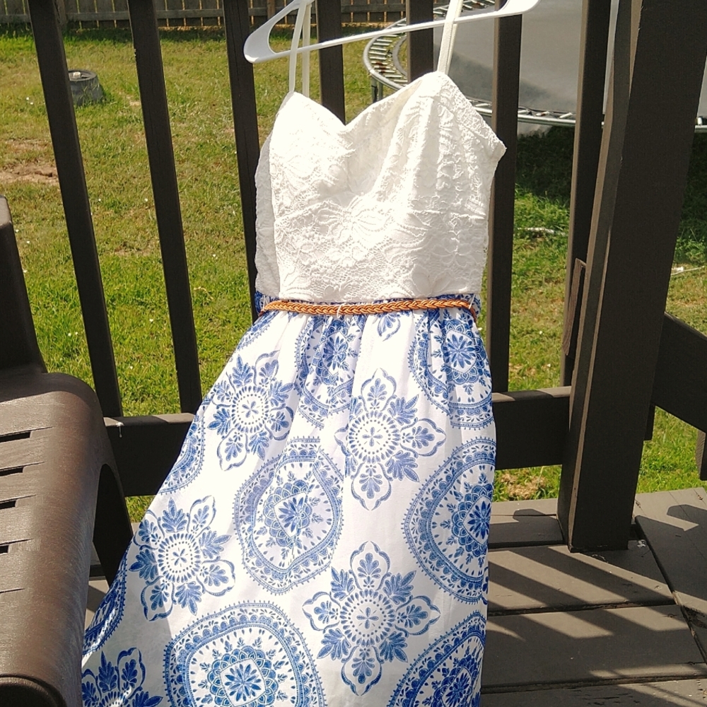 Western White and Blue Dress